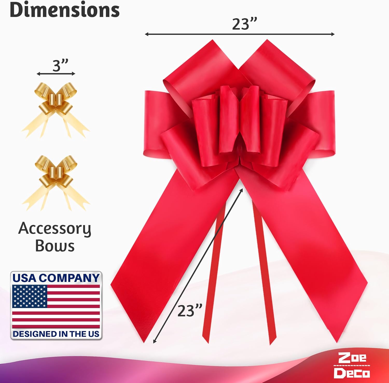 Zoe Deco - Giant Red Car Bow - 23 Inch | Perfect for Birthdays, Weddings, and Surprise Parties