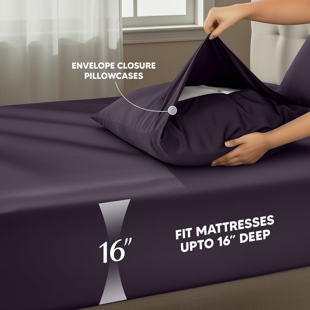 Utopia Bedding California King Sheet Set - 4-Piece Soft Microfiber Bed Sheets | Oeko-Tex Certified (Purple)