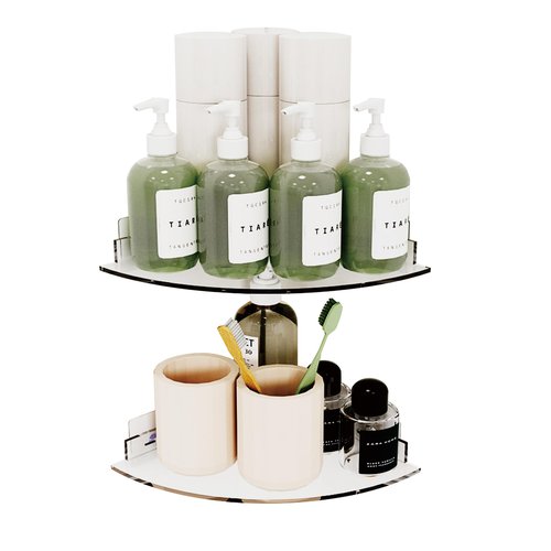 Acrylic Corner Shower Caddy Shelf 2 Pack - Wall Mounted Bathroom Shelves for Glass/Tile/Smooth Walls, Space Saving Storage Organizer for Shower, Kitchen, Bedroom & Toilet Corner