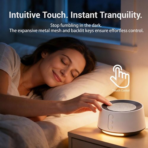 BGOVERSS White Noise Sound Machine - 20 Soothing Sounds & 10 Color Night Light | Perfect for Home, Office & Travel