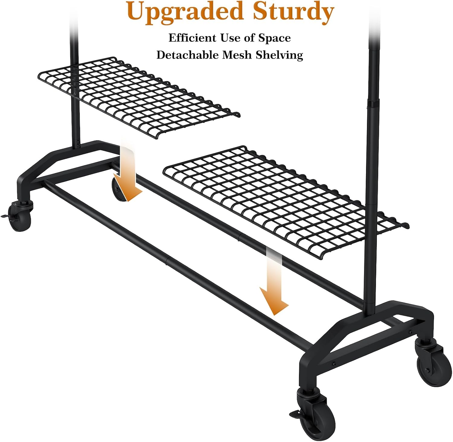Wiracks Heavy Duty Clothes Rack - Adjustable Rolling Garment Rack with 350lbs Capacity | Black, 51-71" W x 16.53" D x 65-71" H