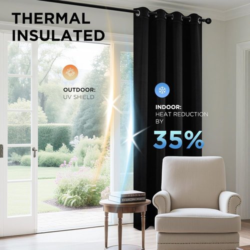 Joydeco Blackout Curtains - 84 Inch Thermal Insulated Light Blocking Drapes | Noise Reducing & Wrinkle-Free, 2 Panels