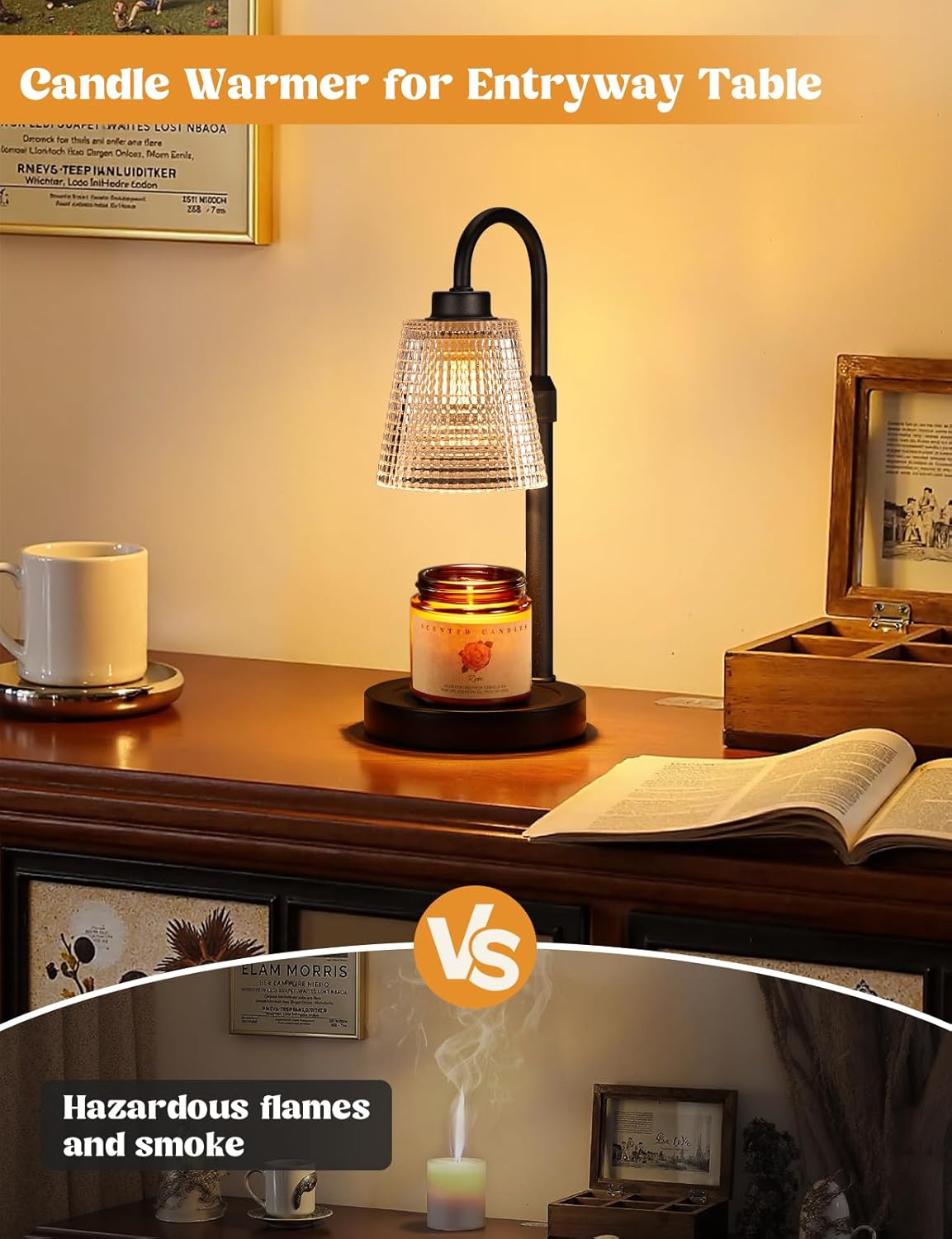 Skiennix Candle Warmer Lamp - Dimmable & Adjustable Height | Perfect for Jar Candles & Wax Melts