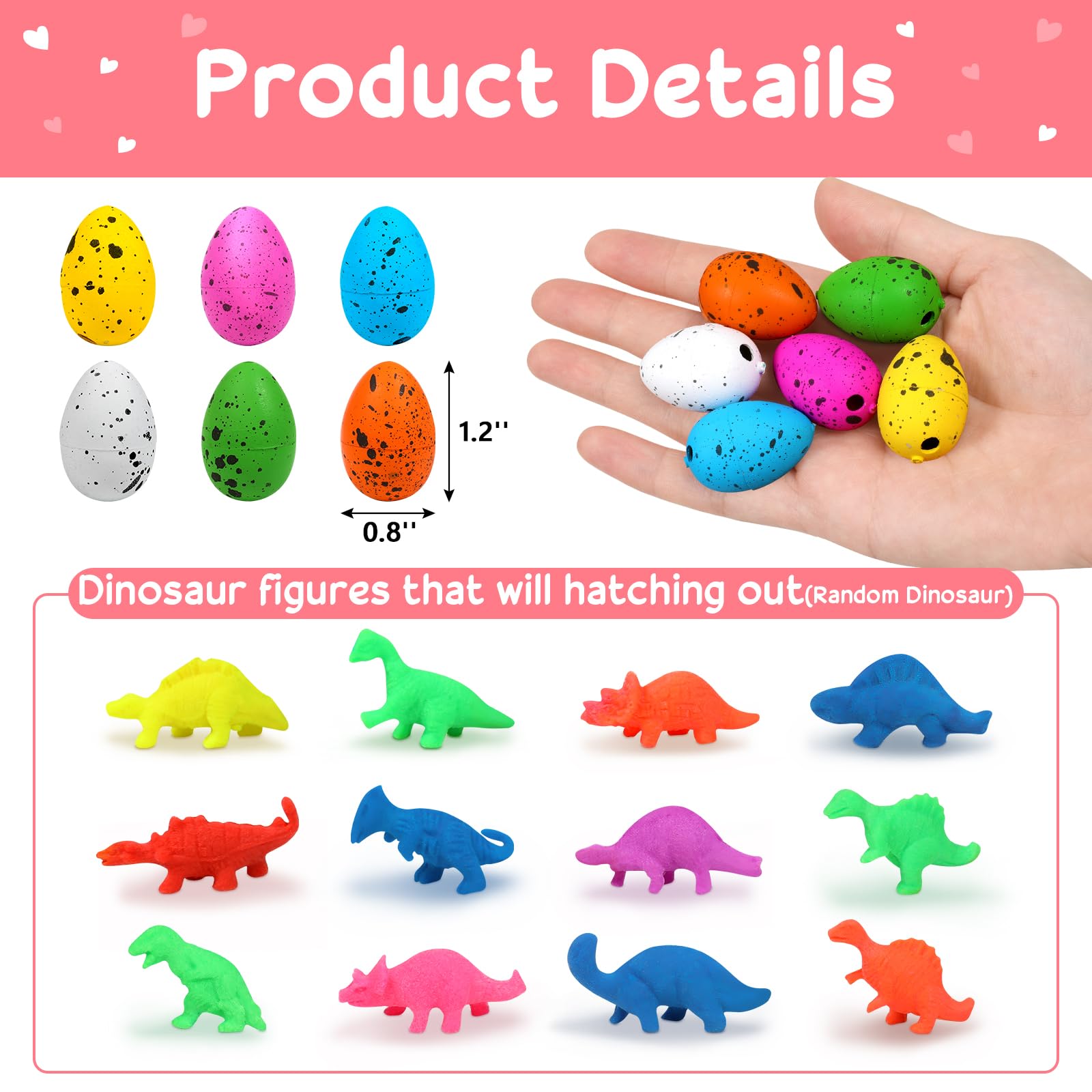 Valentines Day Cards Gifts For Kids 30 Dinosaur Egg With Valentines Cards Hatching Dino Egg Grow In Water Valentines Classroom School Exchange Prizes For Girls Boys Students (Valentine dinosaur eggs)