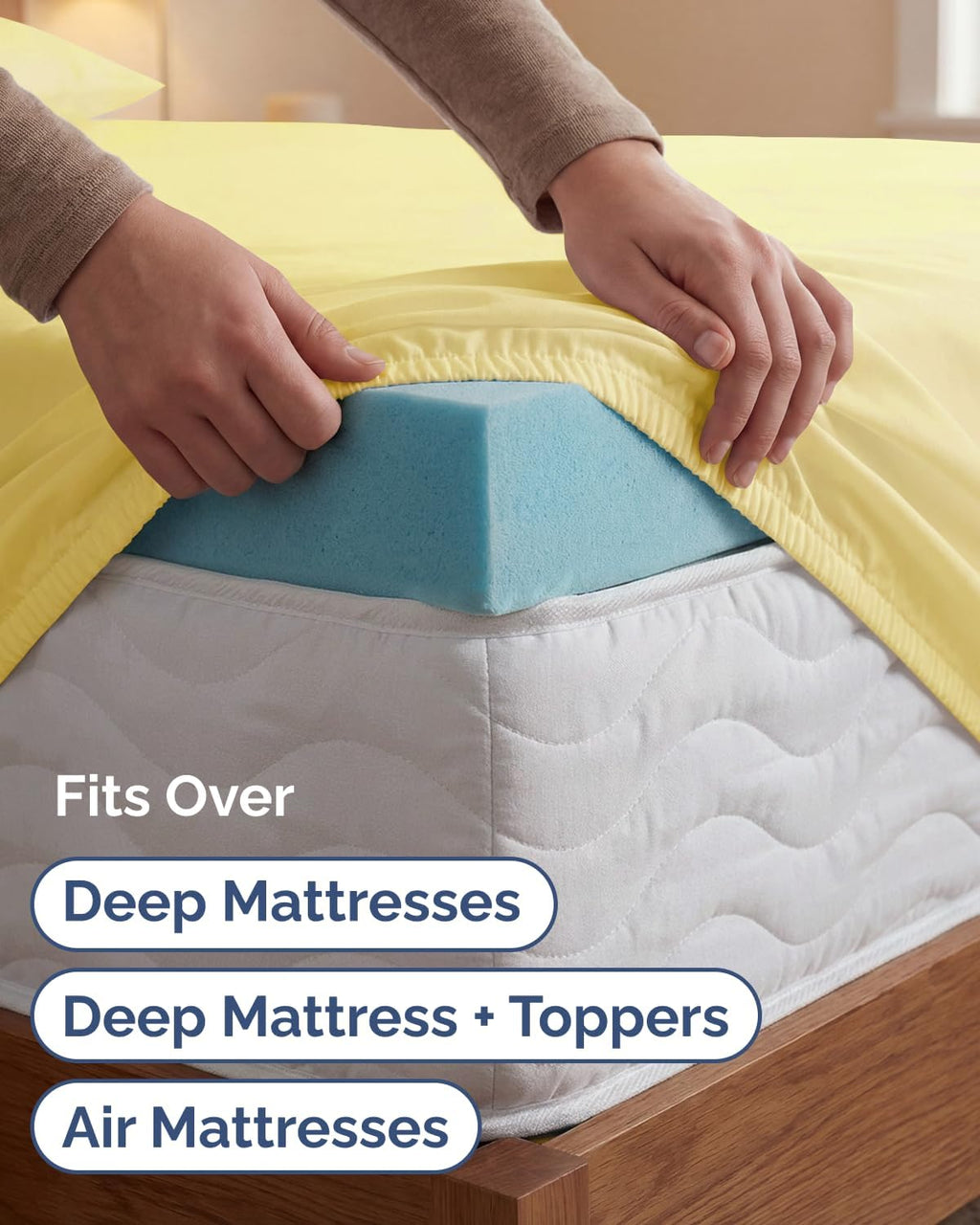 Skiennix Extra Deep Twin XL Sheet Set - 4 Piece Breathable Cooling Bedding - Soft, Wrinkle-Free Yellow