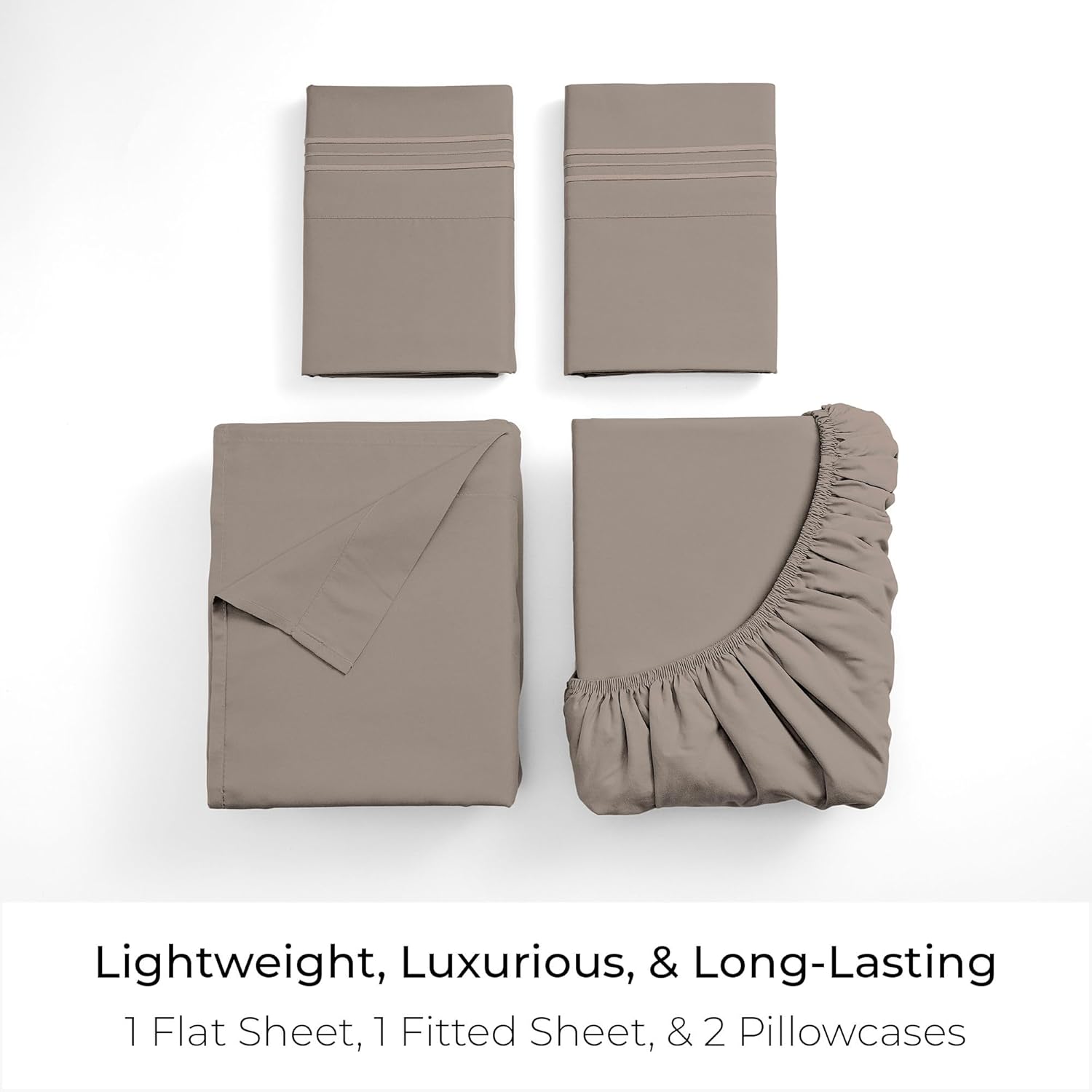 Mellanni King Sheets Set - 4 PC Luxury Bedding Collection | Extra Soft, Cooling & Wrinkle Resistant (King, Tan)