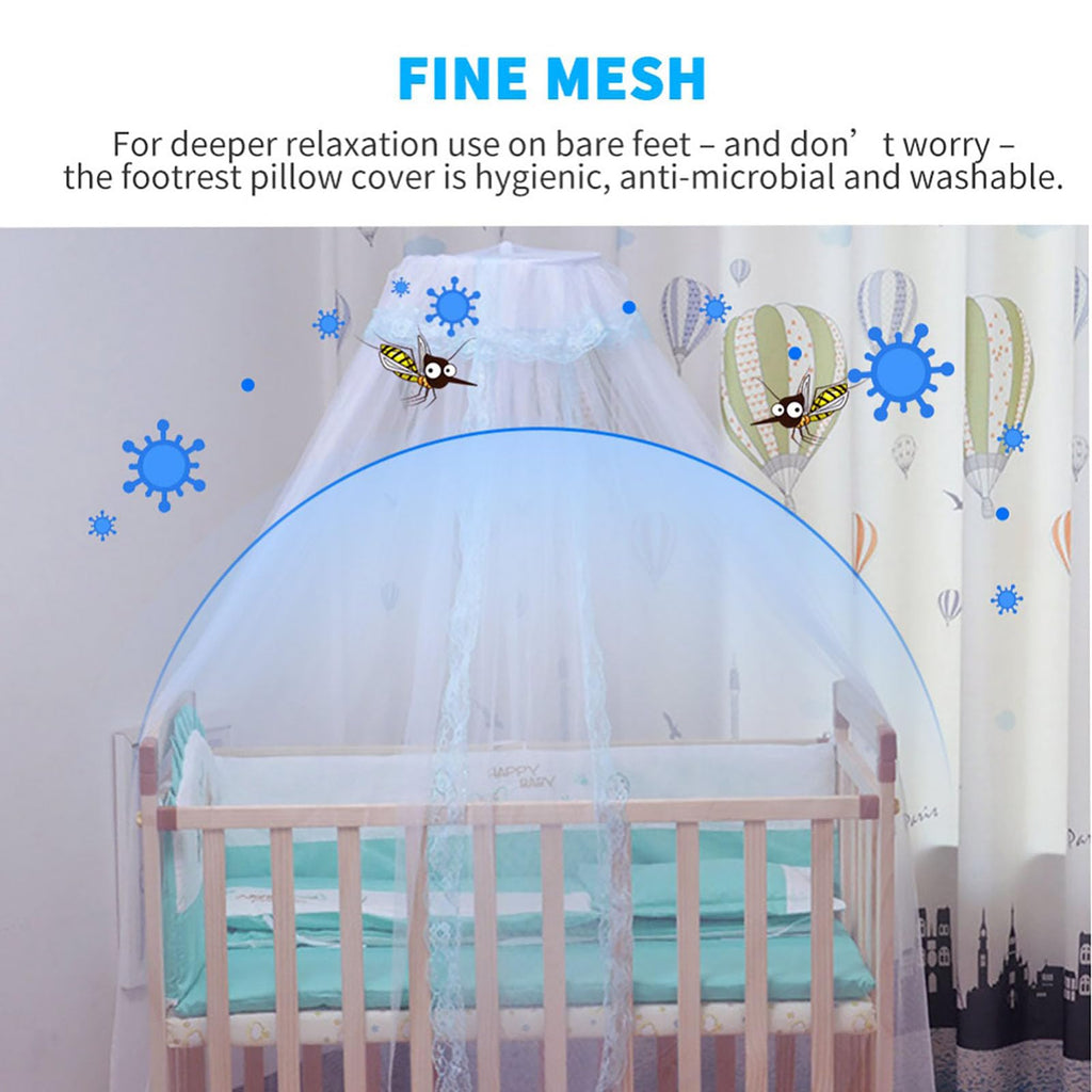 Vawolecy Universal Crib Floor Mosquito Net with Lace, Breathable Crib Netting Bed Curtains Canopy for Baby Kids, Toddler Bed Crib Dome Canopy Netting Without Stand