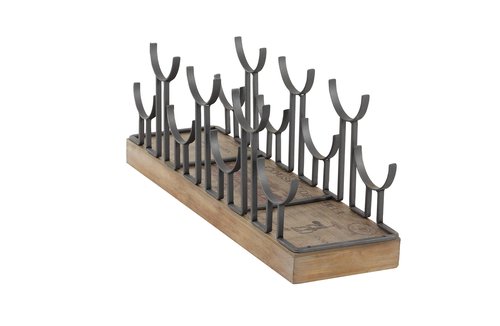 Deco 79 Industrial Metal Rectangle Wine Rack, 26" x 7" x 10", Brown