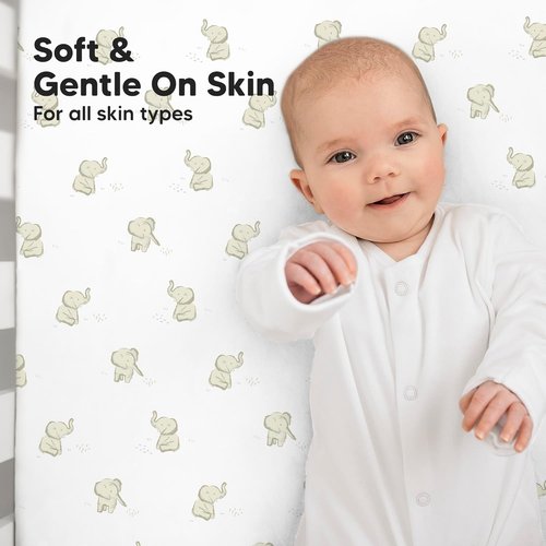 KeaBabies Baby Crib Sheets - 2-Pack Fitted Bamboo Toddler Bed Sheets | Soft & Cozy 52x28 for Boys & Girls
