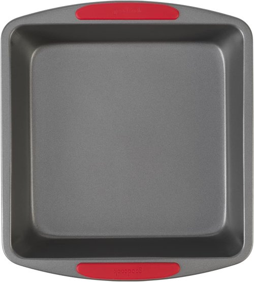GoodCook MegaGrip Baking Pan - Non-Stick Heavy-Gauge Steel with Silicone Grip Handles | 8x8-Inch for Cakes & Brownies