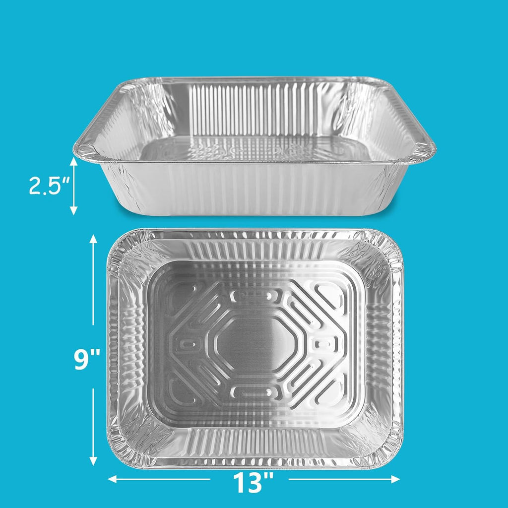 Thickened Aluminum Foil Pans by [Brand Name] - 9x13 Extra Deep Disposable Pans with Lids for Roasting & Baking - 10 Pack