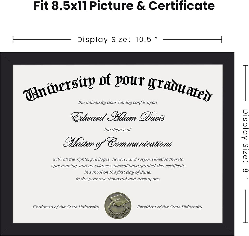 Upsimples Certificate Frame - Clear Plexiglass Diploma Frame for Wall/Tabletop, Black, 8.5x11 Inches