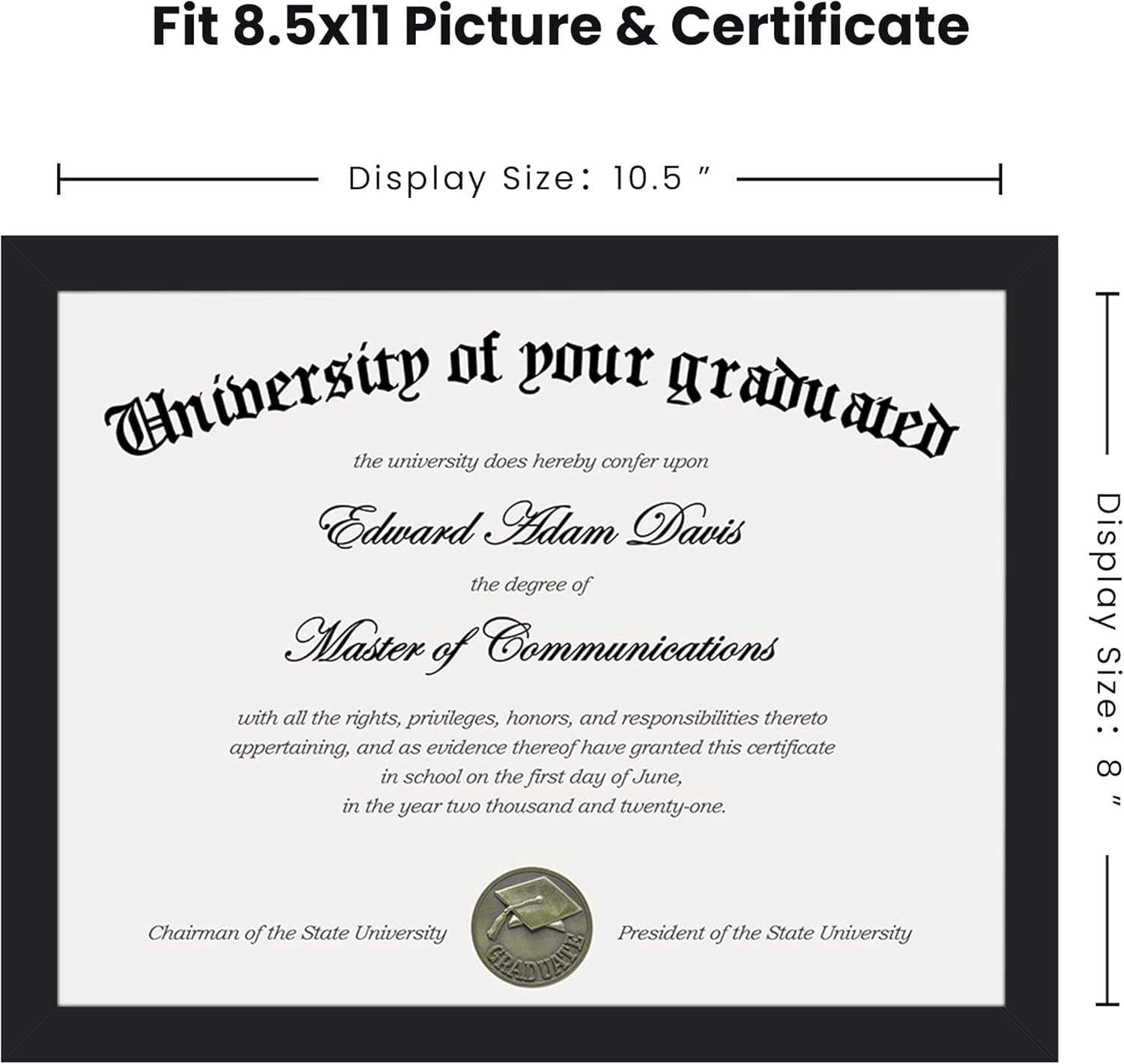 Upsimples Certificate Frame - Clear Plexiglass Diploma Frame for Wall/Tabletop, Black, 8.5x11 Inches