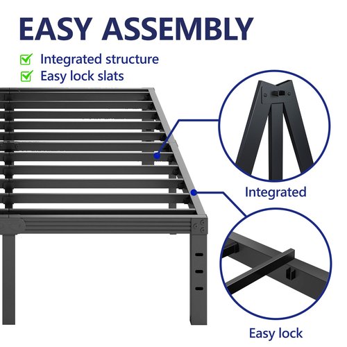Furnitui 12 Inch High Metal Queen Bed Frame, Platform Bed Frame Queen Size No Box Spring Needed, Easy Assembly, Noise Free, Sturdy, Black