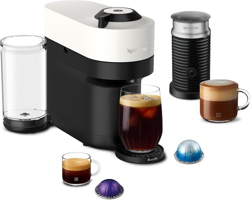 Breville Nespresso Vertuo Pop+ Coffee & Espresso Maker - Milk Frother Included, Coconut White
