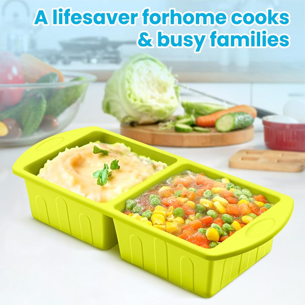 Skiennix Silicone Freezer Trays - 2 Pack With Lid for Easy Storage | Leakproof Soup Molds, 2 Cup