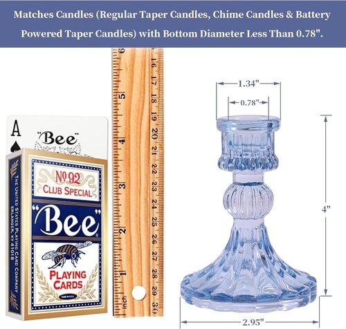 DARJEN 12PCS Blue Candlestick Holders Set - 4" Tall Glass Taper Candle Holders for Weddings & Home Decor