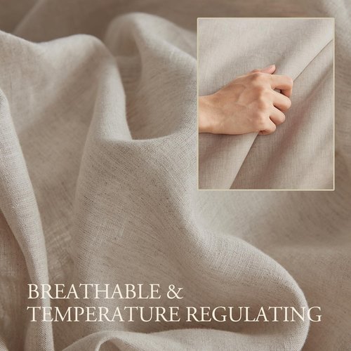 DAPU 100% Linen Duvet Cover Set - Breathable Natural French Flax | Soft, Lightweight, Durable for Hot Sleepers (Queen)