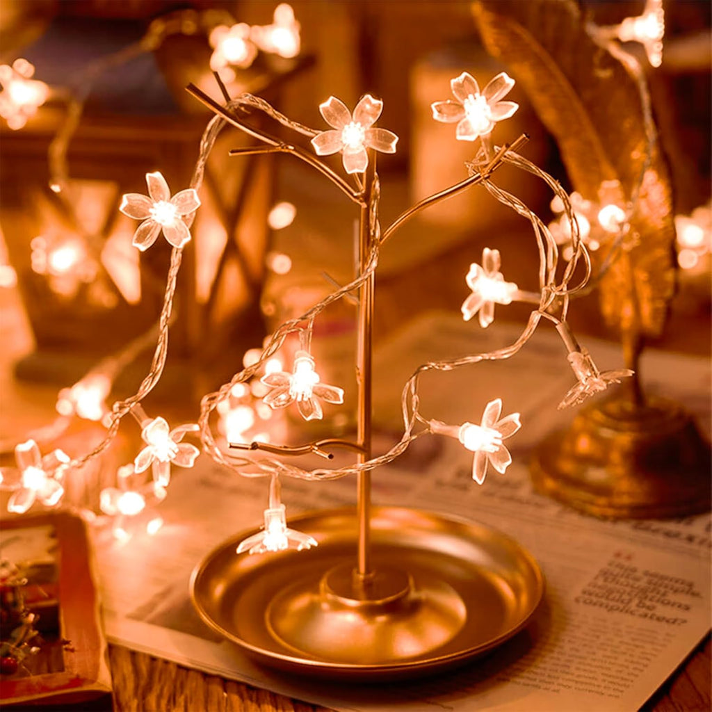 Skiennix Decorative Flower String Lights - 33ft 100 LED Cherry Blossom Fairy Lights | Warm White for Bedroom & Events