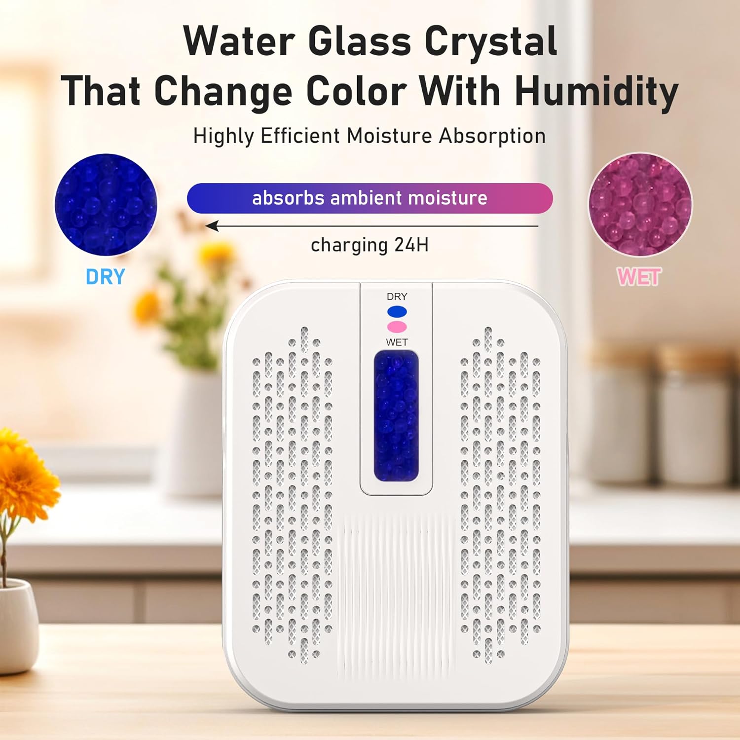 Skiennix Rechargeable Mini Dehumidifier - Portable & Energy Efficient for Bathrooms, Closets & Cars