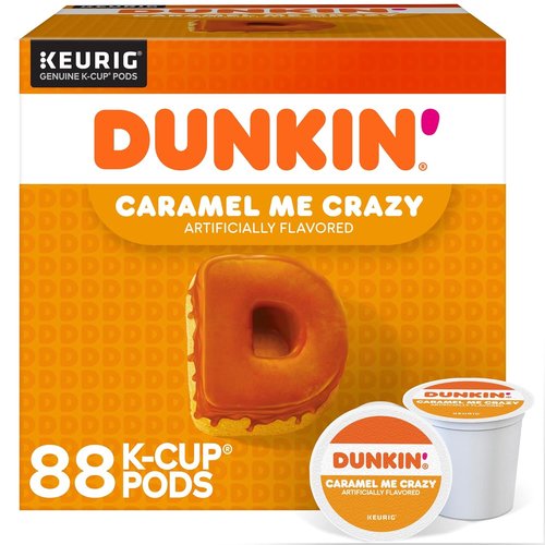 Dunkin' Caramel Me Crazy Coffee - 88 Flavored Keurig K-Cup Pods for Delicious Brews