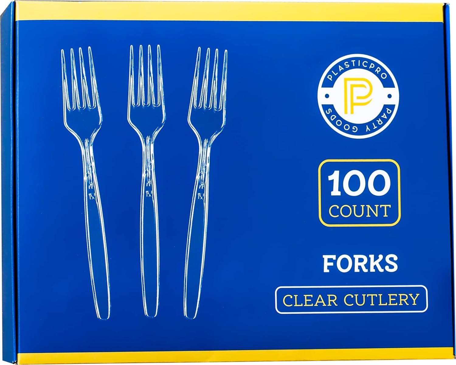 Plasticpro Heavyweight Disposable Clear Plastic Cutlery - 100 Count Forks for Easy Serving