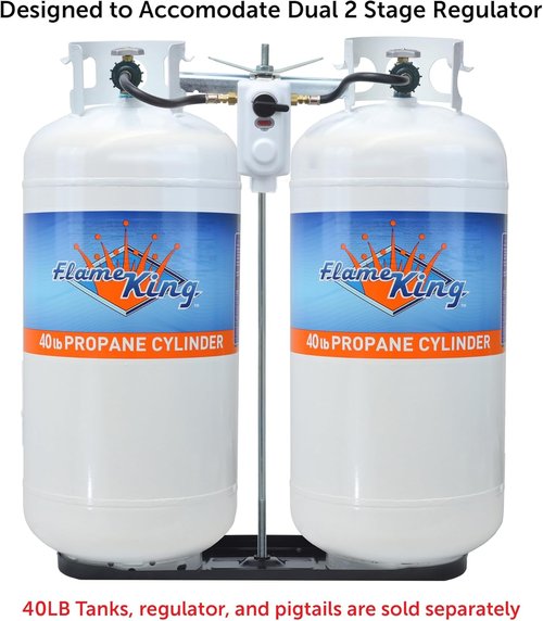 Flame King Dual RV Propane Tank Cylinder Rack - Holds 40lb Tanks for RVs & Trailers - KT40MNT