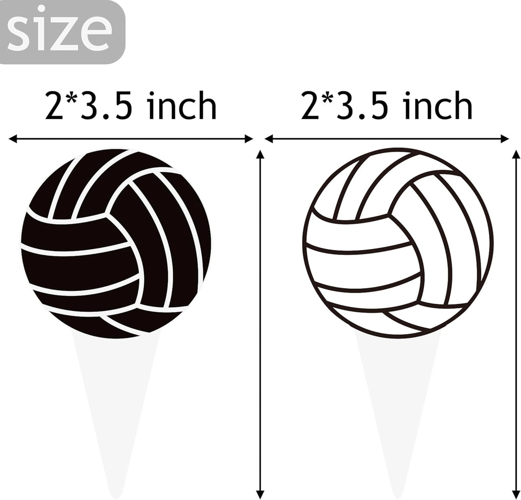 Volleyball Cupcake Toppers by [Brand Name] - 48PCS Black & White Cake Decorations for Sports Parties