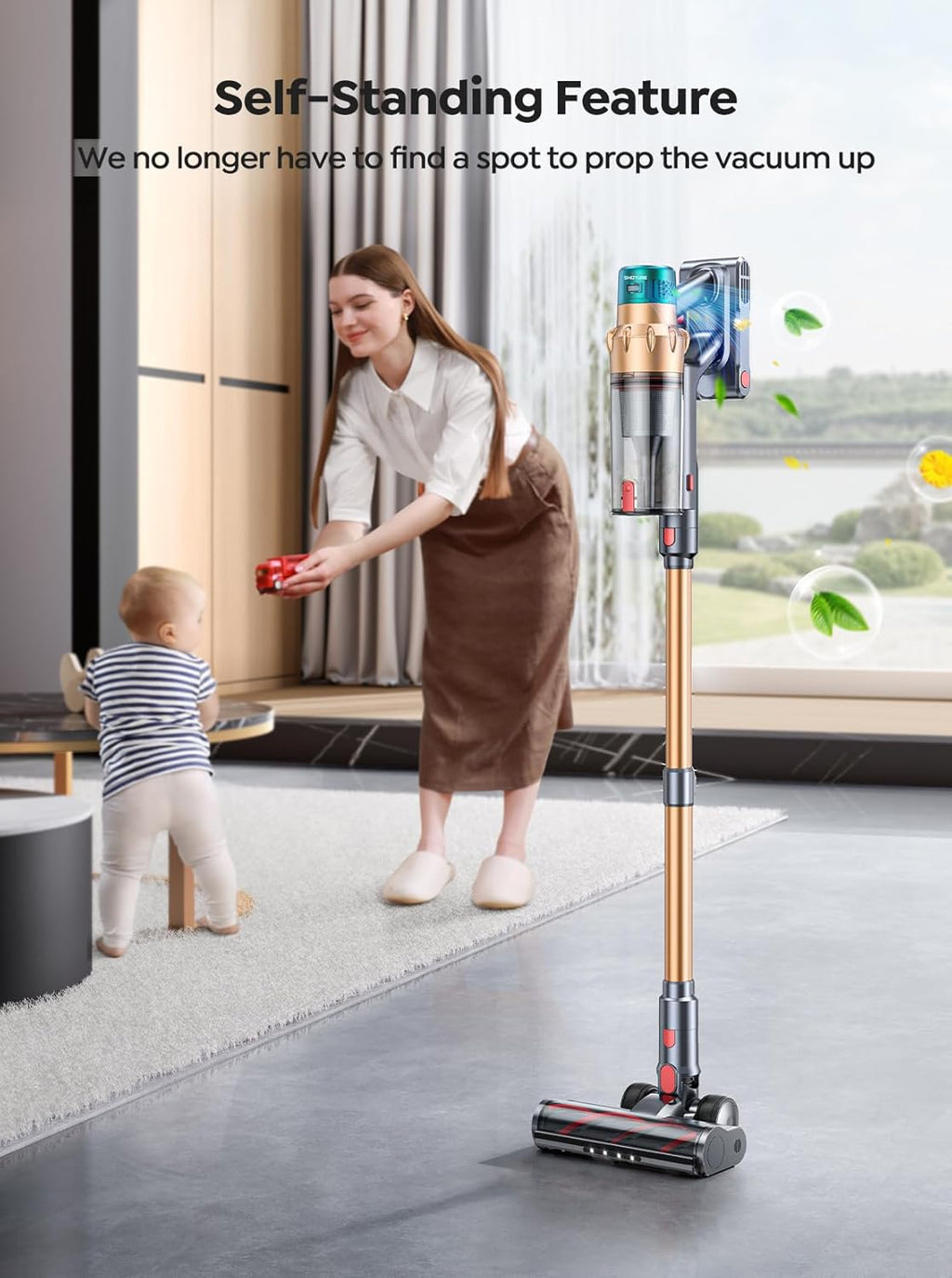 Skiennix Cordless Vacuum Cleaner - 55KPA Powerful Suction | 70 Minutes Runtime, LED Touchscreen, Pet Hair & Carpet Friendly