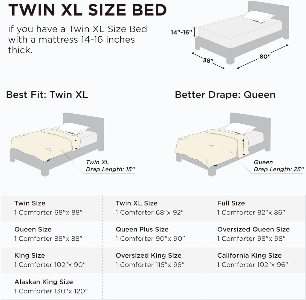 Bedsure Comforter Duvet Insert - Quilted Twin XL All-Season Down Alternative Bedding, Light Spa Blue 92x68 Inches