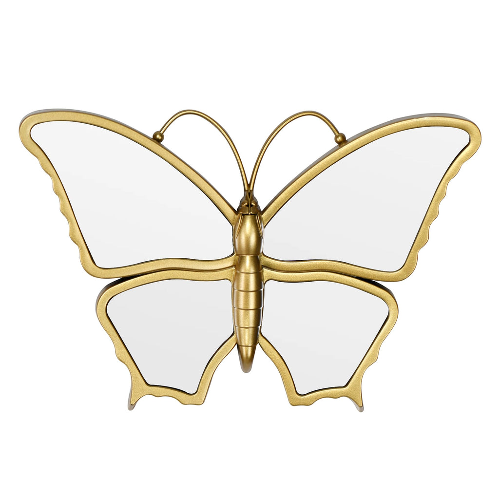 Wartter Decorative Butterfly Wall Mirror with Gold Plastic Frame (9.8 x 6.3 inch)