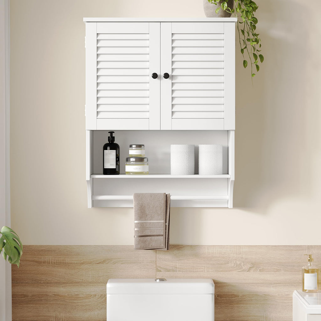ChooChoo Medicine Cabinet, Bathroom Wall Cabinet, 2 Doors Over The Toilet Space Saver Storage Cabinet with Large Space, White