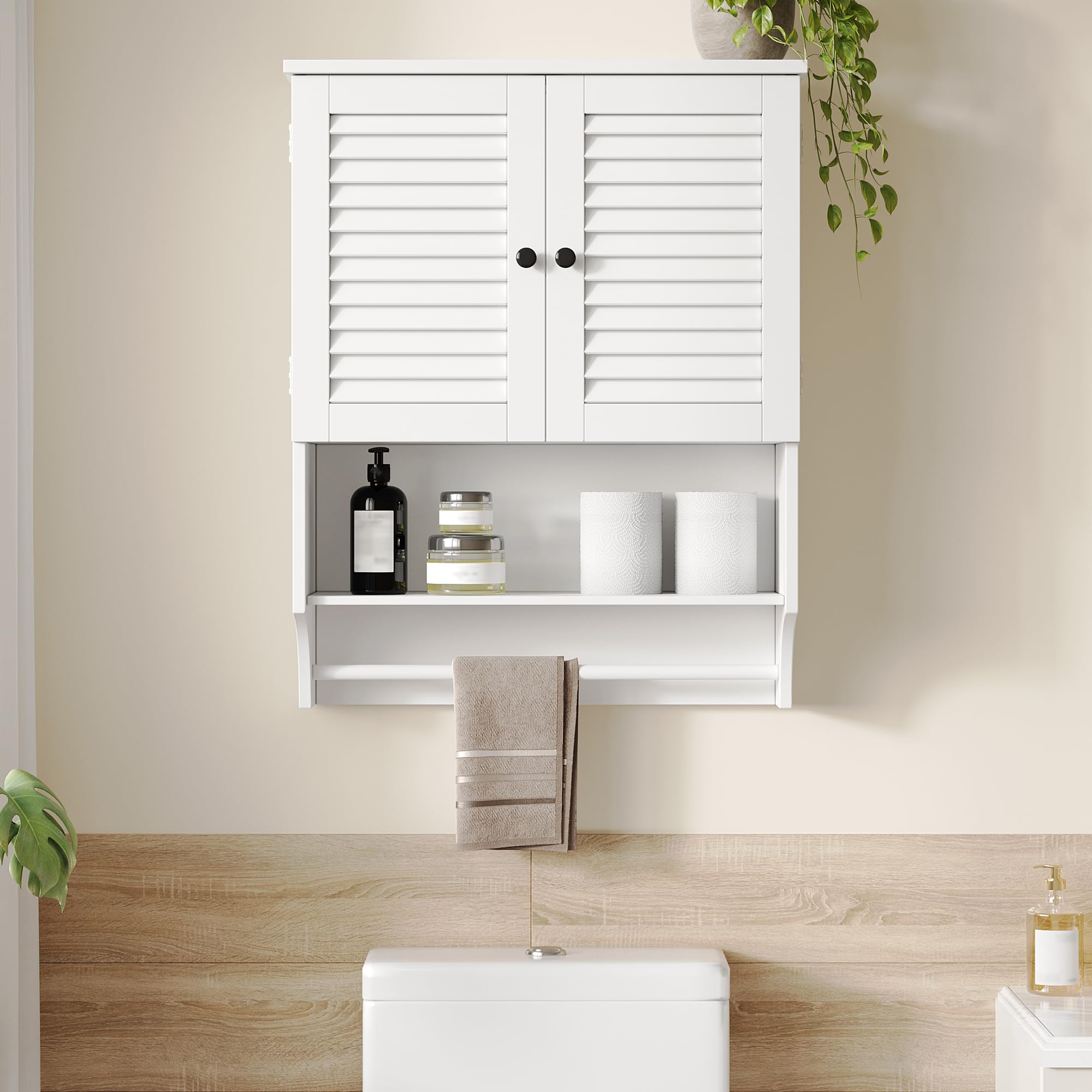 ChooChoo Medicine Cabinet, Bathroom Wall Cabinet, 2 Doors Over The Toilet Space Saver Storage Cabinet with Large Space, White