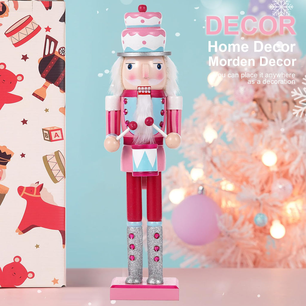 Christmas Decorations Nutcracker Ornaments,15 inch Traditional Wooden Nutcracker Figures Soldier,Festive Christmas Nutcracker Gift