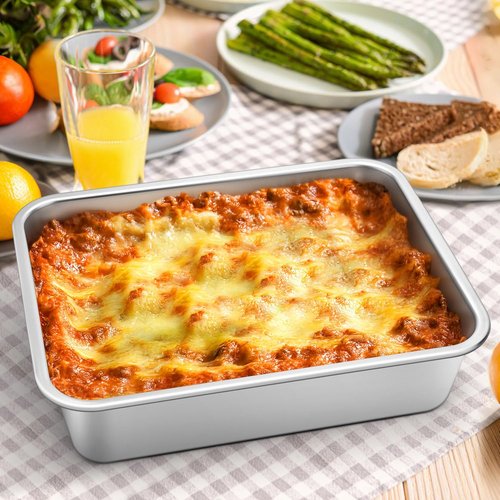 Homikit Lasagna Pan - 3 Inch Deep 9x13 Stainless Steel Baking Dish | Heavy-Duty Roasting Tray, Rustproof & Dishwasher Safe
