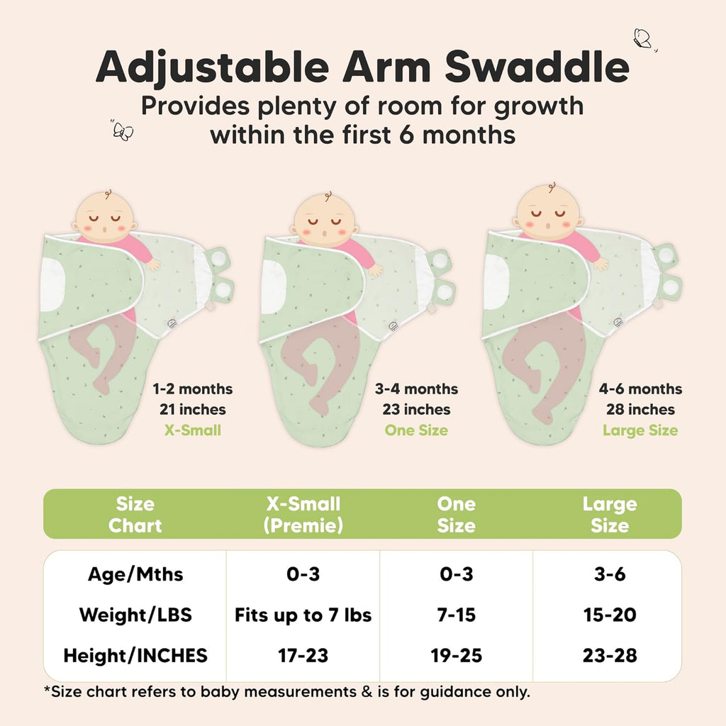 Skiennix Organic Baby Swaddle Sleep Sacks - Soft & Snug for Newborns 0-3 Months | 3-Pack (Bunnies, XS)