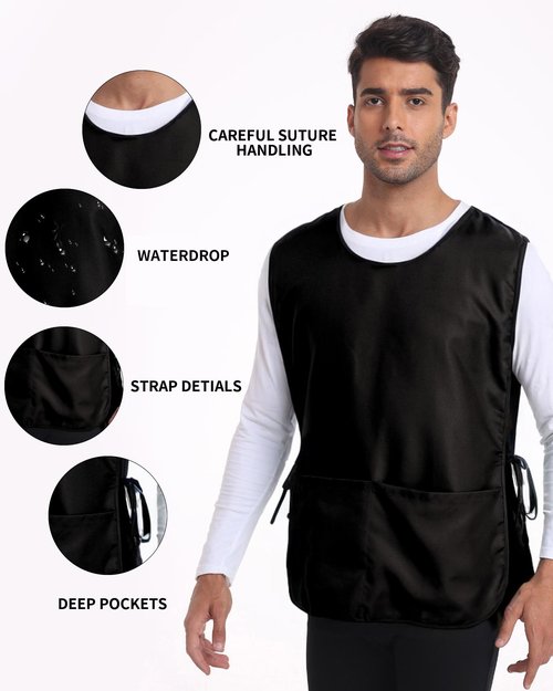 Argstar 7 Pack Unisex Waterproof Cobbler Apron with 3 Pockets for Women/Men, Black