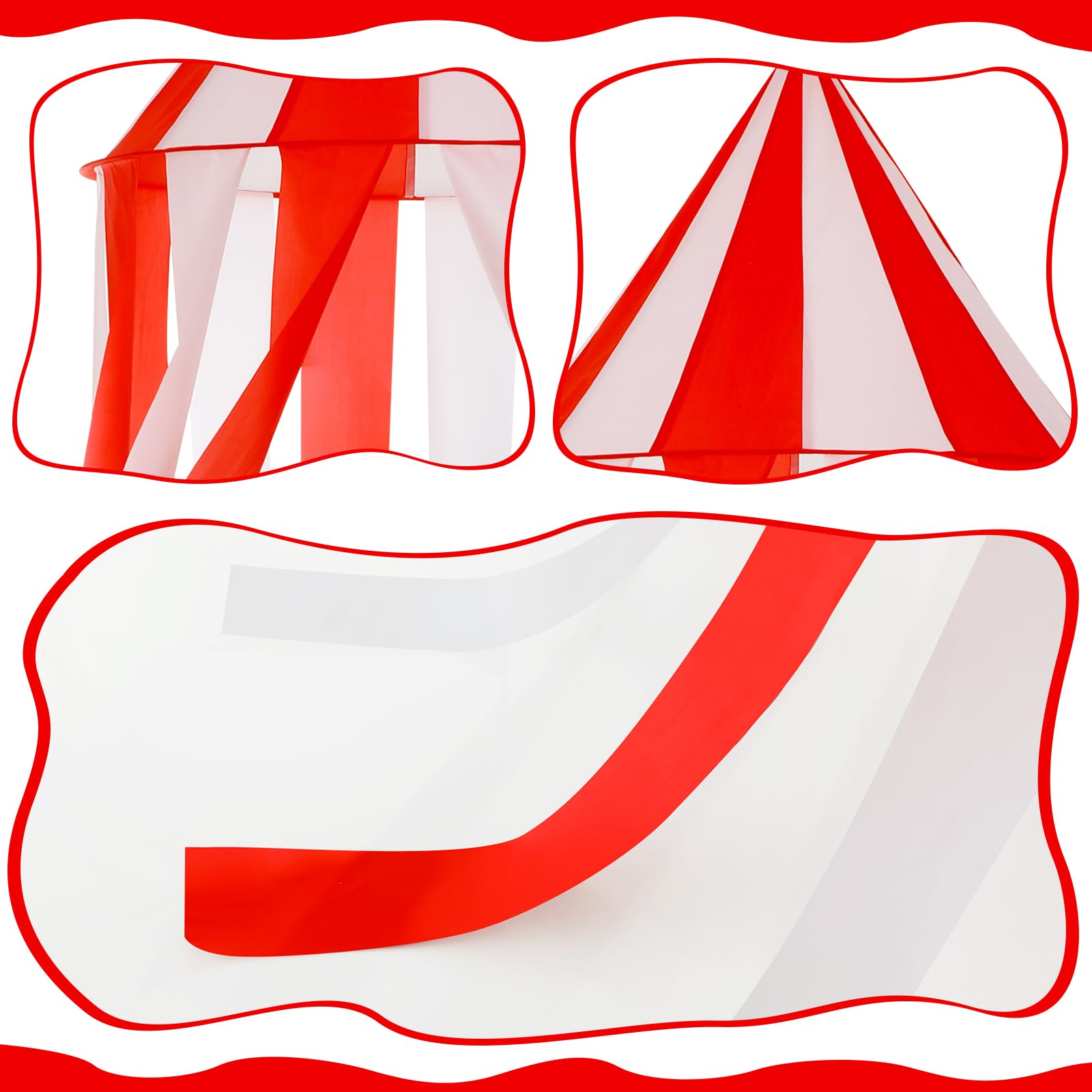 Wesnoy Carnival Circus Theme Party Decorations, Carnival Circus Tent, Red and White Indoor Reading Nook Hanging Home Decoration Canopy for Birthday Party Graduation Game Supplies, 7 x 6 ft