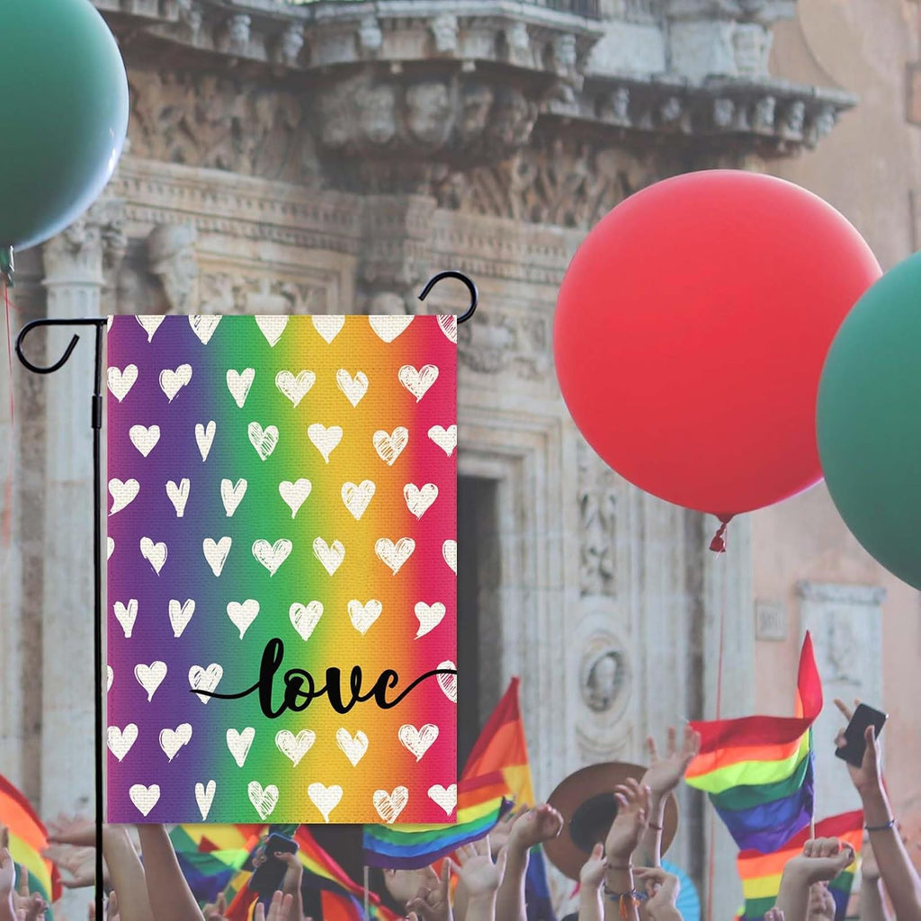 Baccessor LGBTQ Garden Flag - Double-Sided Rainbow Design for Pride Month | 12.5 x 18 Inch