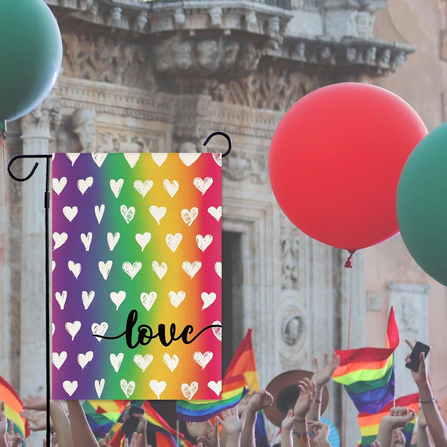 Baccessor LGBTQ Garden Flag - Double-Sided Rainbow Design for Pride Month | 12.5 x 18 Inch