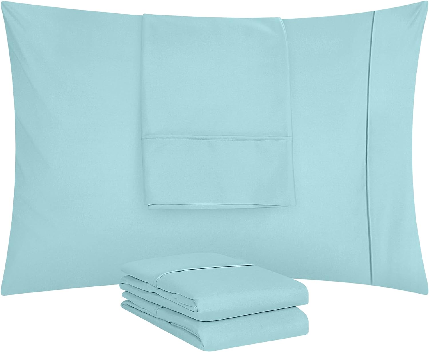 Utopia Bedding King Pillow Cases - 4 Pack - Soft Brushed Microfiber - Fade Resistant | King Size 20 x 40 Inches (Spa Blue)