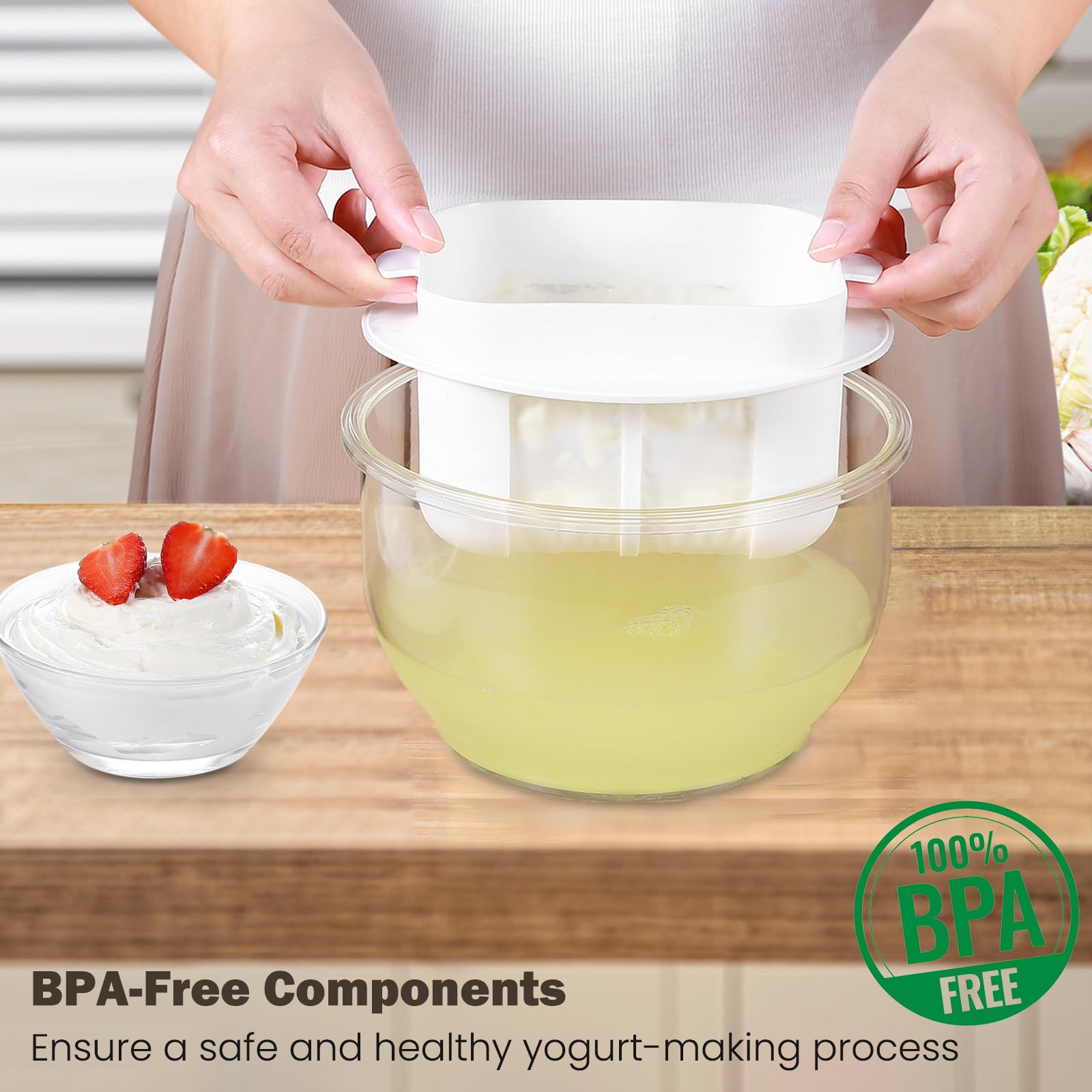 Greek Yogurt Strainer, 1.6QT Greek Yogurt Maker with Ultra-Fine Mesh Basket, 2025 Upgraded BPA-Free Strainer for Homemade Thick Greek Yogurt, Extra Large Capacity Container White(XL)