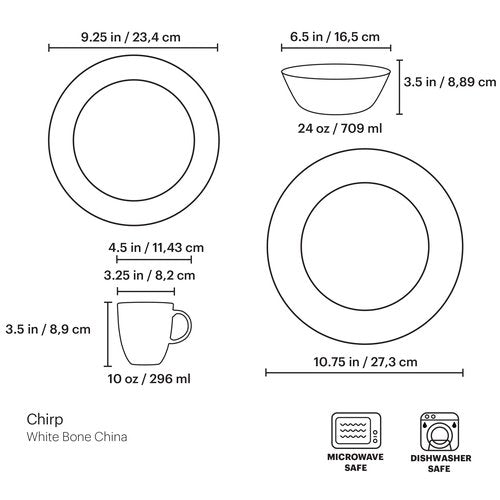 Lenox Chirp 4-Piece Place Setting, 5.1 LB, Multi