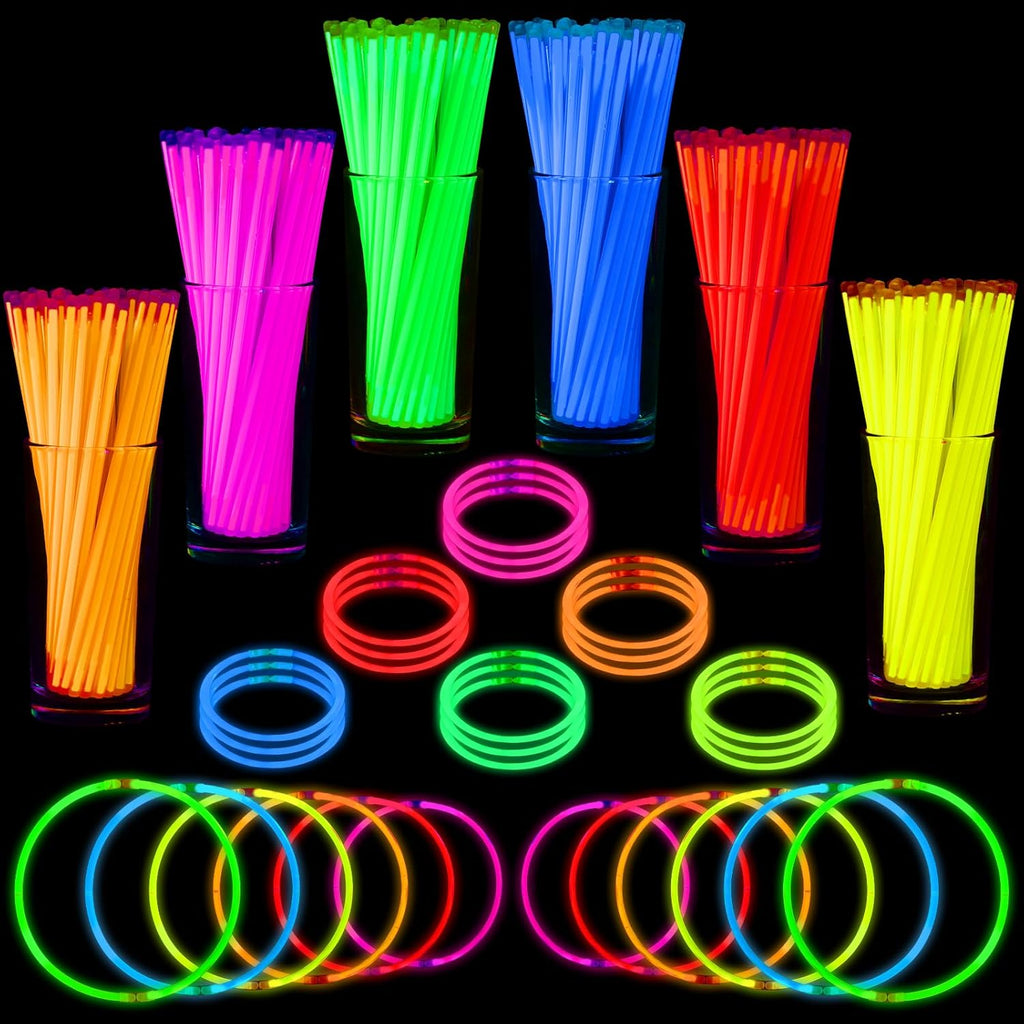 Mega-L Glow Sticks - 1000 Pcs Ultra Bright Glow Necklaces & Bracelets for Neon Parties | Bulk Party Supplies