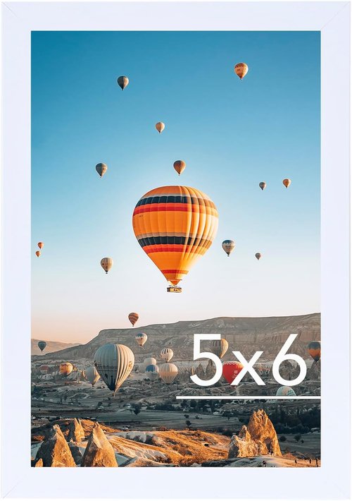 JCJMY 5x6 Picture Frame - White Wall Mount & Tabletop Display with Shatter-Resistant Plexiglass