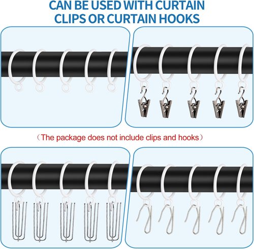 44 Pack Metal Curtain Rings by [Brand Name] - Eyelet Drapery Rings for Pinch Pleat Curtains | 1.5 Inch ID, Fits Up to 1.2 Inch Rod (White)
