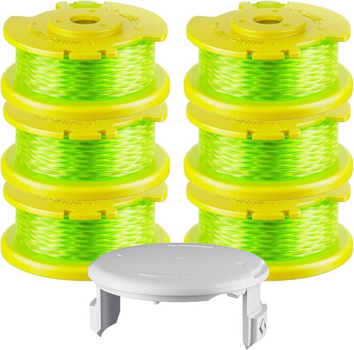 Hart 7-Pack .080" String Pre-Wound Spool - Compatible with Auto-Feed Trimmer | Includes 6 Spools & 1 Cap