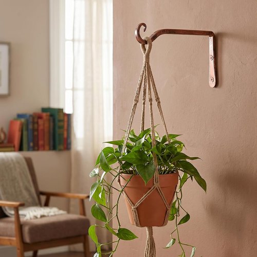Feed Garden 10-Inch Decorative Hanging Plant Brackets - 2 Pack for Outdoor Use | Antique Bronze Finish