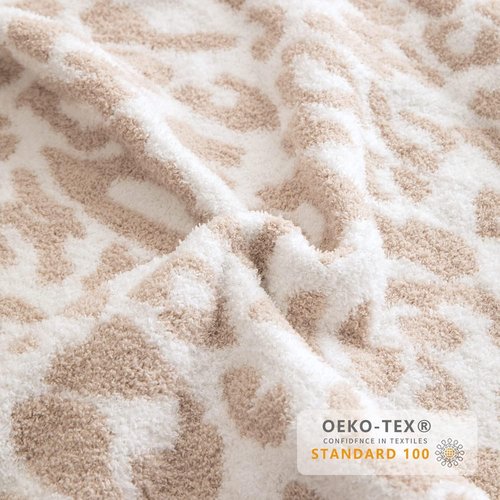 MH MYLUNE HOME Ultra Soft Leopard Throw Blanket (50x60 inches) Khaki Microfiber Blankets Plush Warm Reversible Cheetah Blanket Leopard Pattern Throw for Couch Bed Sofa, Khaki, 50"x60", 410GSM