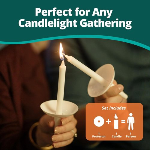 Concordia Supply Candle Drip Protectors - Easy-To-Hold White Plastic Holders | 4.25" x 1/2" | Set of 100